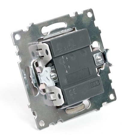 Выключатель 1-клавишный (механизм), STEKKER GLS10-7103-04, 250V, 10А, серия Катрин, шоколад - фото