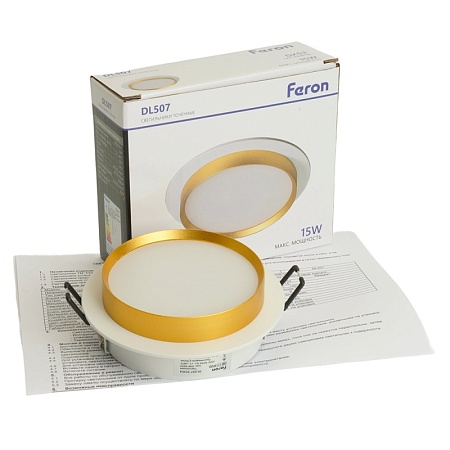 Светильник встраиваемый Feron DL507 потолочный GX53 белый + золото круг - фото