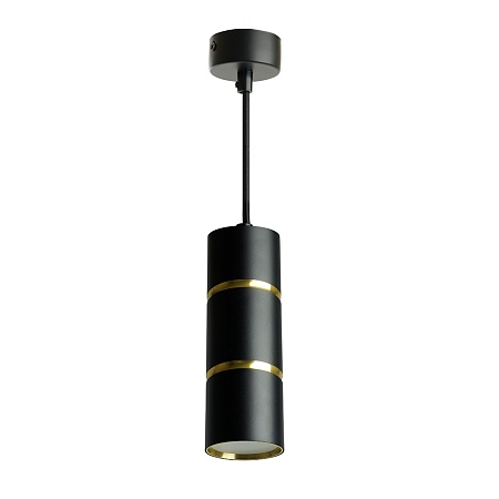 Светильник потолочный Feron ML1868  Barrel ZEN levitation на подвесе MR16 35W, 230V, чёрный, золото 55*180 - фото