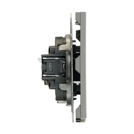 Розетка компьютерная 1-местная RJ-45 (механизм), STEKKER, серия Эмили, RST00-5117-10, платиново-серый, soft touch - фото