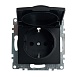 Розетка 1-местная с/з с крышкой (механизм), STEKKER GLS16-7112-05, 250В, 16А с защитной шторкой, серия Катрин, черный - фото