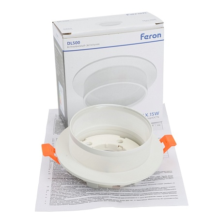 Светильник встраиваемый Feron DL500 потолочный GX53 белый круг - фото