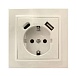 Розетка 1-местная с/з STEKKER, PST16-9016-02, 250В, 16А с USB+ type C, серия Эрна, слоновая кость - фото