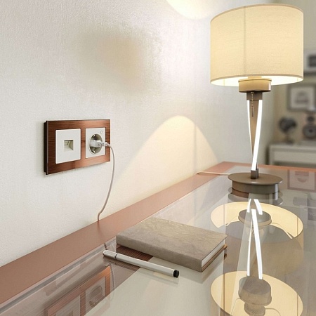 Рамка на 2 поста (коричневый алюминий) W0021714 - фото