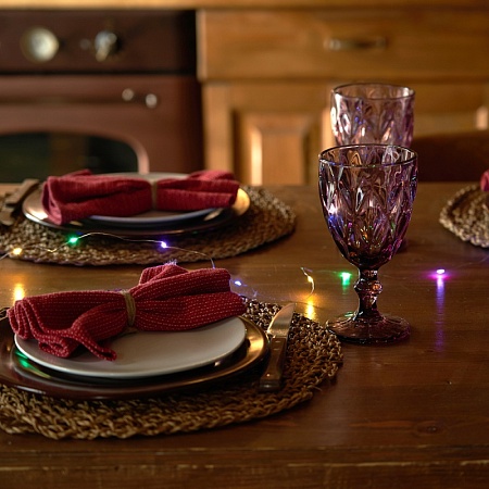 Светодиодная гирлянда Feron CL588 линейная Роса, мультиколор, 2м, с питанием от батареек, прозрачный шнур - фото