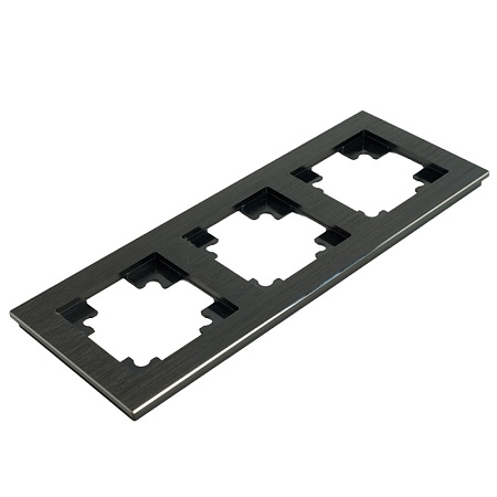 Рамка 3-местная, металл, STEKKER MFR00-7003-05, серия Катрин, черный - фото