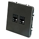 Розетка компьютерная 2-местная RJ-45 (механизм), STEKKER, серия Эмили, RST00-5111-05, черный уголь, soft touch - фото