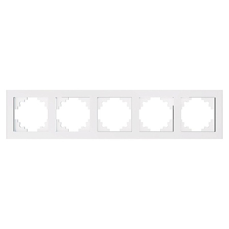 Рамка 5-местная, стекло, STEKKER, GFR00-7005-01, серия Катрин, белый - фото