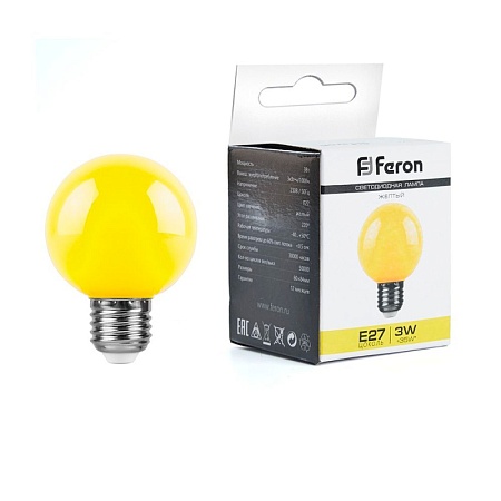 Лампа светодиодная Feron LB-371 Шар E27 3W 230V желтый - фото