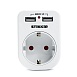Переходник сетевой с/з c 2 USB 2,1А, STEKKER ADP16-24-20, 250В, 16A, IP20, белый - фото