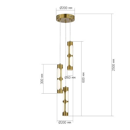 SL6237.303.03 Светильник подвесной ST-Luce латунь/белый LED 3*6W 4000K DALLAMOS - фото