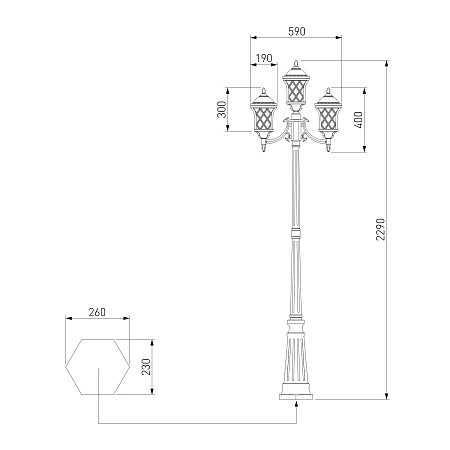 Уличный светильник на столбе Cassiopeya F/3 черное золото IP44 Cassiopeya F/3 черное золото Elektrostandard - фото