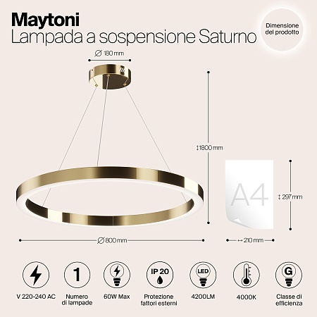 Подвесной светильник Maytoni Saturno MOD415PL-L60BS4K - фото