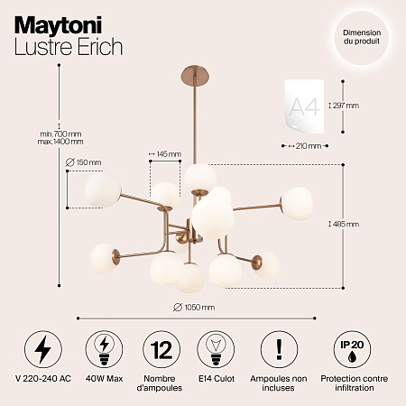 Люстра Maytoni Erich MOD221-PL-12-G - фото