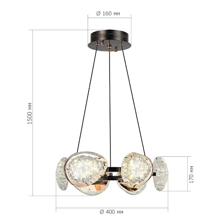 Светильник подвесной ST-Luce черный/ золотистый / прозрачный LED 1*48W 4000K SL6018.203.48 - фото