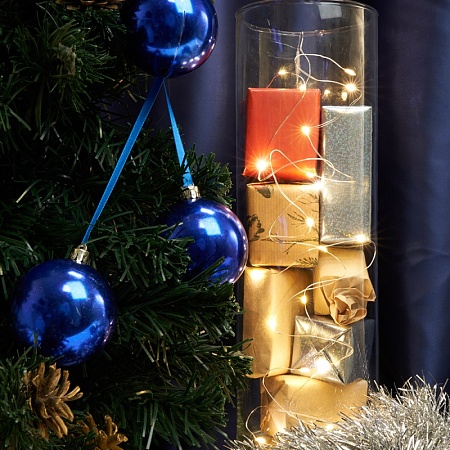 Светодиодная гирлянда Feron CL570 линейная Роса,статичная, 2м + 0.5м 2700К, с питанием от батареек, прозрачный шнур - фото