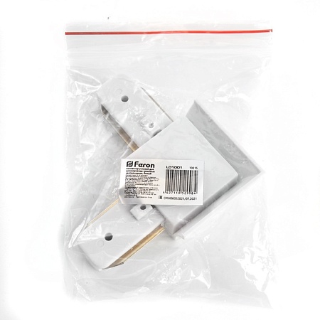 Коннектор угловой однофазный для шинопровода, белый, LD1001 - фото