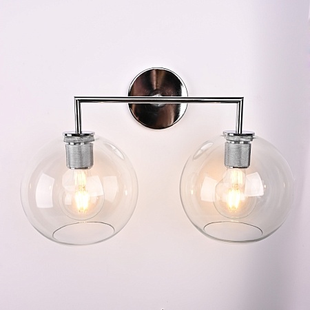 Бра Rh Utilitaire Globe Shade Double Sconce Silver Imperiumloft 123274-22 - фото