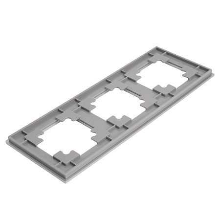 Рамка 3-местная, металл, STEKKER, MFR00-7003-03, серия Катрин, серебро - фото