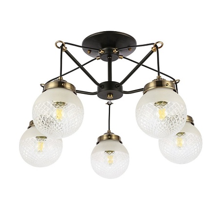 Светильник потолочный Черный, Бронза/Прозрачный, Белый E27 5*60W SLE110302-05 - фото