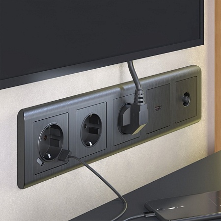 Накладка для розетки HDMI (графит рифленый) W1196004 - фото