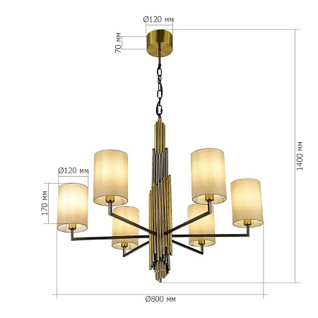 Светильник подвесной ST-Luce Латунь/Серый E14 6*42W SL1638.303.06 - фото