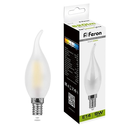Лампа светодиодная Feron LB-74 Свеча на ветру E14 9W 230V 4000K - фото