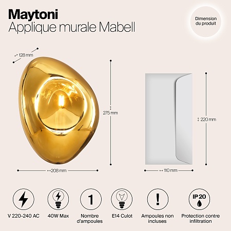 Настенный светильник (бра) Maytoni Mabell MOD306WL-01G - фото