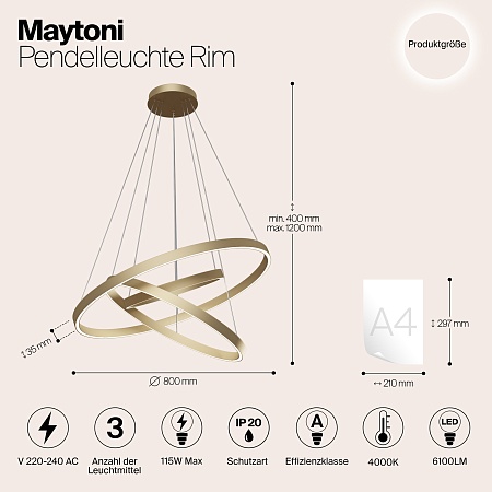 Подвесной светильник Maytoni Rim MOD058PL-L100BS4K - фото