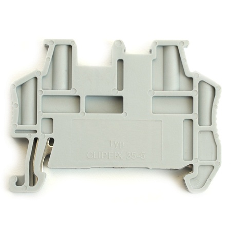 Концевой стопор (ограничитель) на DIN рейку для ЗНИ, серый LD590 - фото