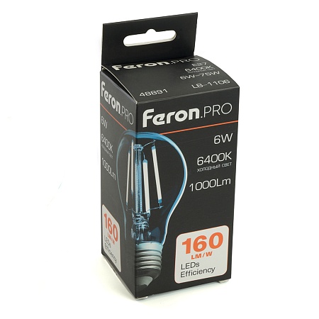 Лампа светодиодная Feron.PRO LB-1106 Шар E27 1000LM 6W 175-265V 6400K - фото