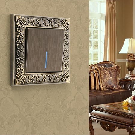 Клавиша для выключателя c подсветкой бронзовый WL12-SW-1G-LED-CP - фото