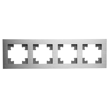 Рамка 4-местная, металл, STEKKER, MFR00-7004-03, серия Катрин, серебро - фото