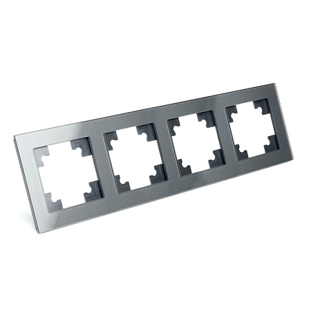 Рамка 4-местная, стекло, STEKKER, GFR00-7004-06,  серия Катрин, графит - фото