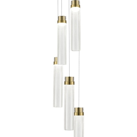 Светильник подвесной ST-Luce Латунь/Прозрачный LED 5*12W 4000K SL6236.303.05 - фото