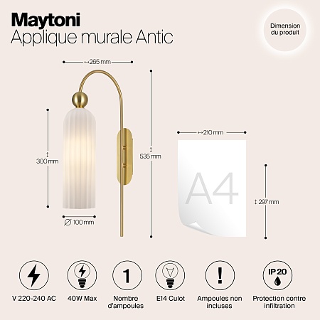 Настенный светильник (бра) Maytoni Antic MOD302WL-01GR - фото