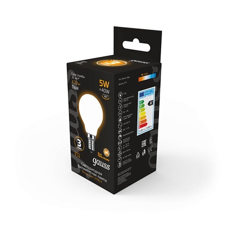 Светодиодная лампа Gauss Шар 5W 420Lm 2700K E14 105201105 - фото