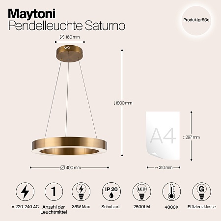 Подвесной светильник Maytoni Saturno MOD415PL-L36BS4K - фото