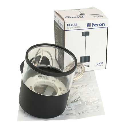 Светильник потолочный Feron HL4548 HALO levitation на подвесе GX53 12W 230V, черный 85*80 - фото