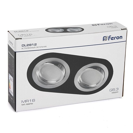 Светильник потолочный встраиваемый, DL2812 MR16 50W G5.3 "овал", черный-хром - фото