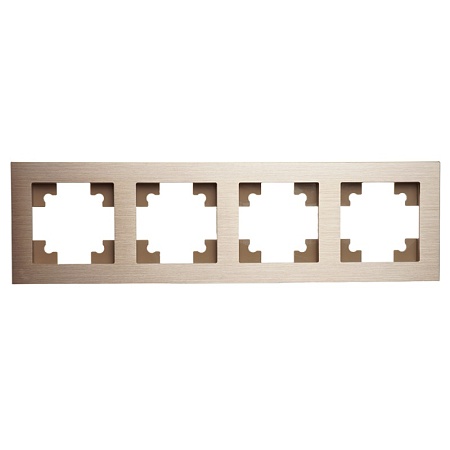 Рамка 4-местная, металл, STEKKER, MFR00-7004-02, серия Катрин, шампань - фото