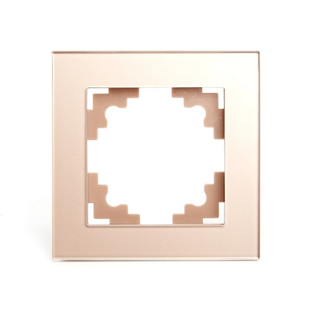 Рамка 1-местная, стекло, STEKKER, GFR00-7001-02, серия Катрин, шампань - фото