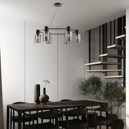 Подвесной светильник Eurosvet 70219/6 черный/античная бронза - фото