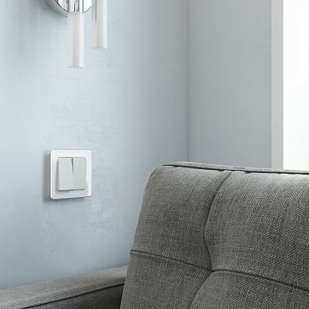 Выключатель двухклавишный (белый матовый) W1120061 - фото