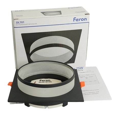 Светильник встраиваемый Feron DL701 потолочный GX70 черный квадрат - фото