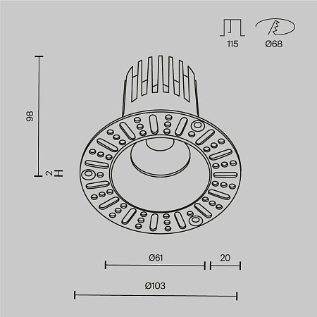 Встраиваемый светильник Technical DL121-15W-2.7K-TRS-B - фото
