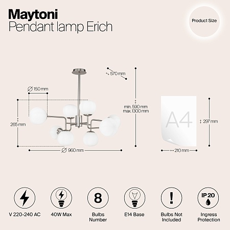 Подвесной светильник Maytoni MOD221-PL-08-N - фото