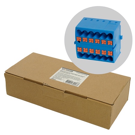 Зажим блочный (групп) для распред.тока нагрузки push-in на 12 точек, сеч 2,5 мм2, 450V, 24А, синий LD580 PTFIX 12/25 - фото