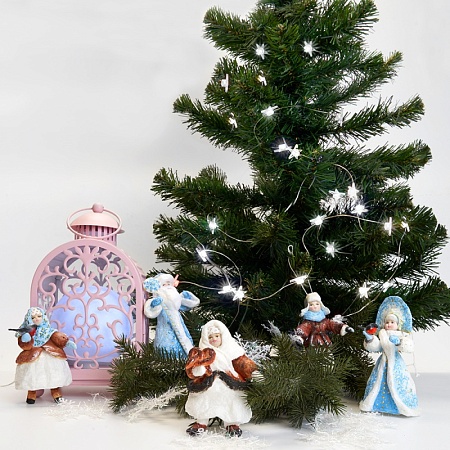 Гирлянда линейная Feron CL572 Звездочки, статичная, 4,5м USB 5000K , прозрачный шнур - фото