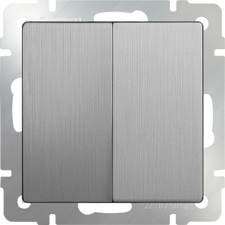 Выключатель двухклавишный проходной cеребряный рифленый WL09-SW-2G-2W - фото